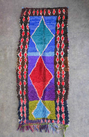 Colorful Boucherouite runner-Berber Handicraft