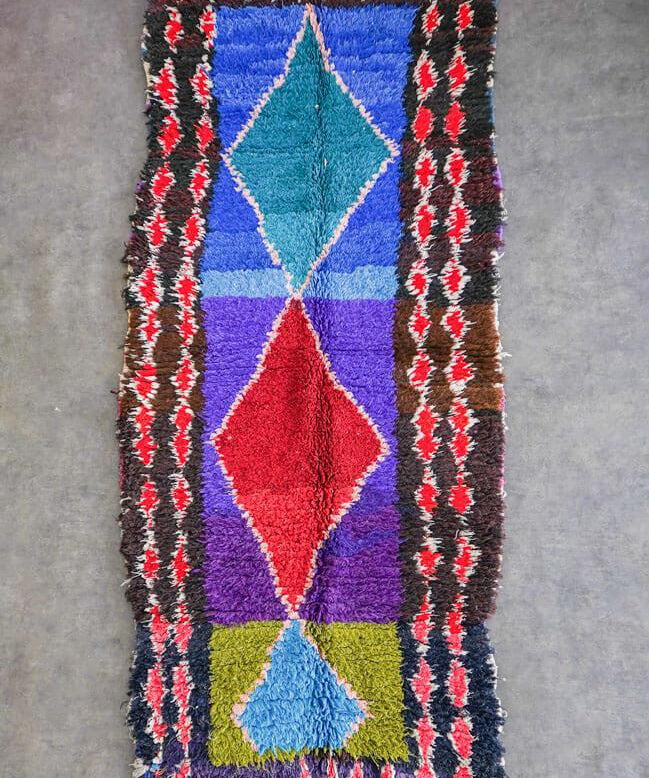 Colorful Boucherouite runner-Berber Handicraft