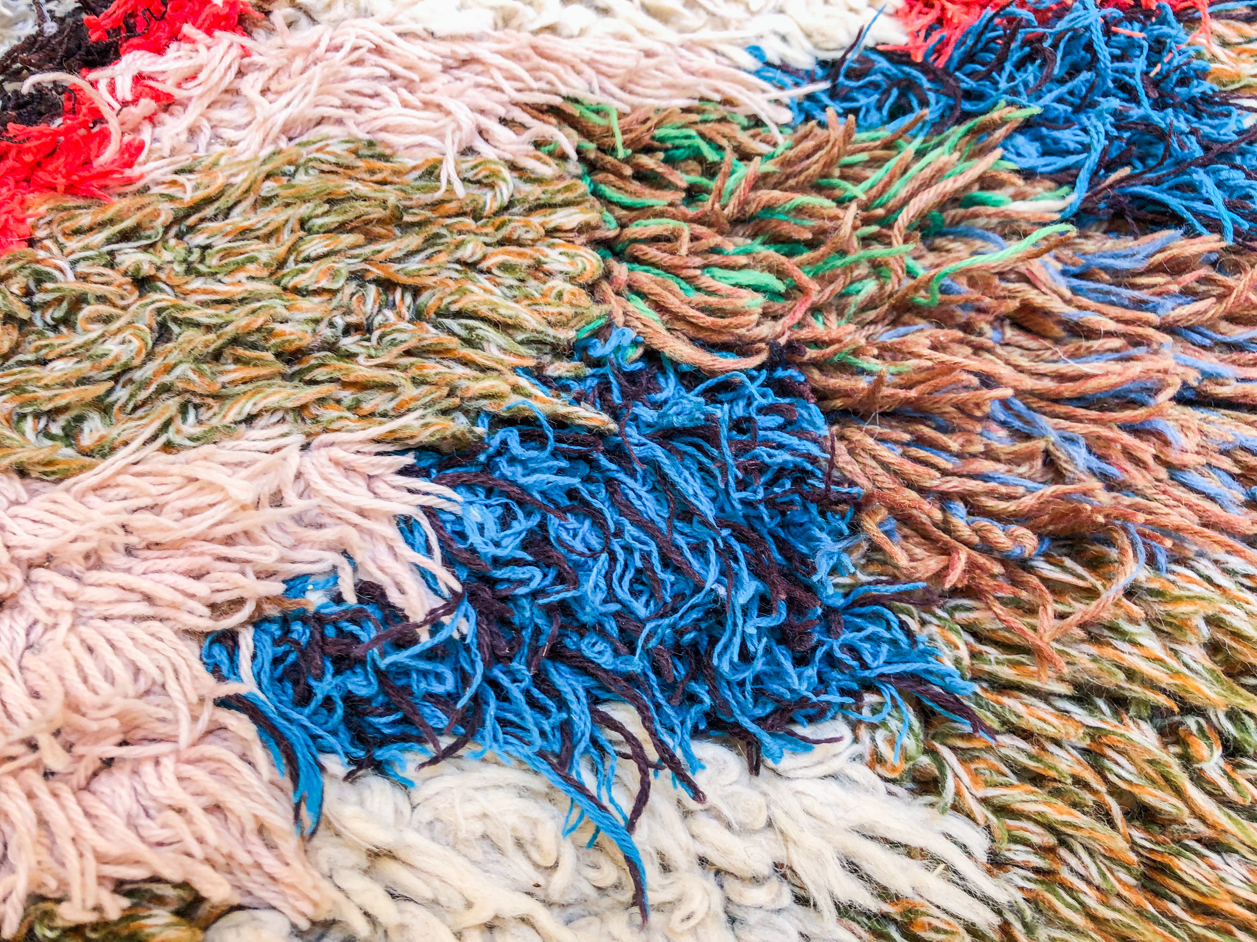 Colorful grid Boucherouite rug-Berber Handicraft