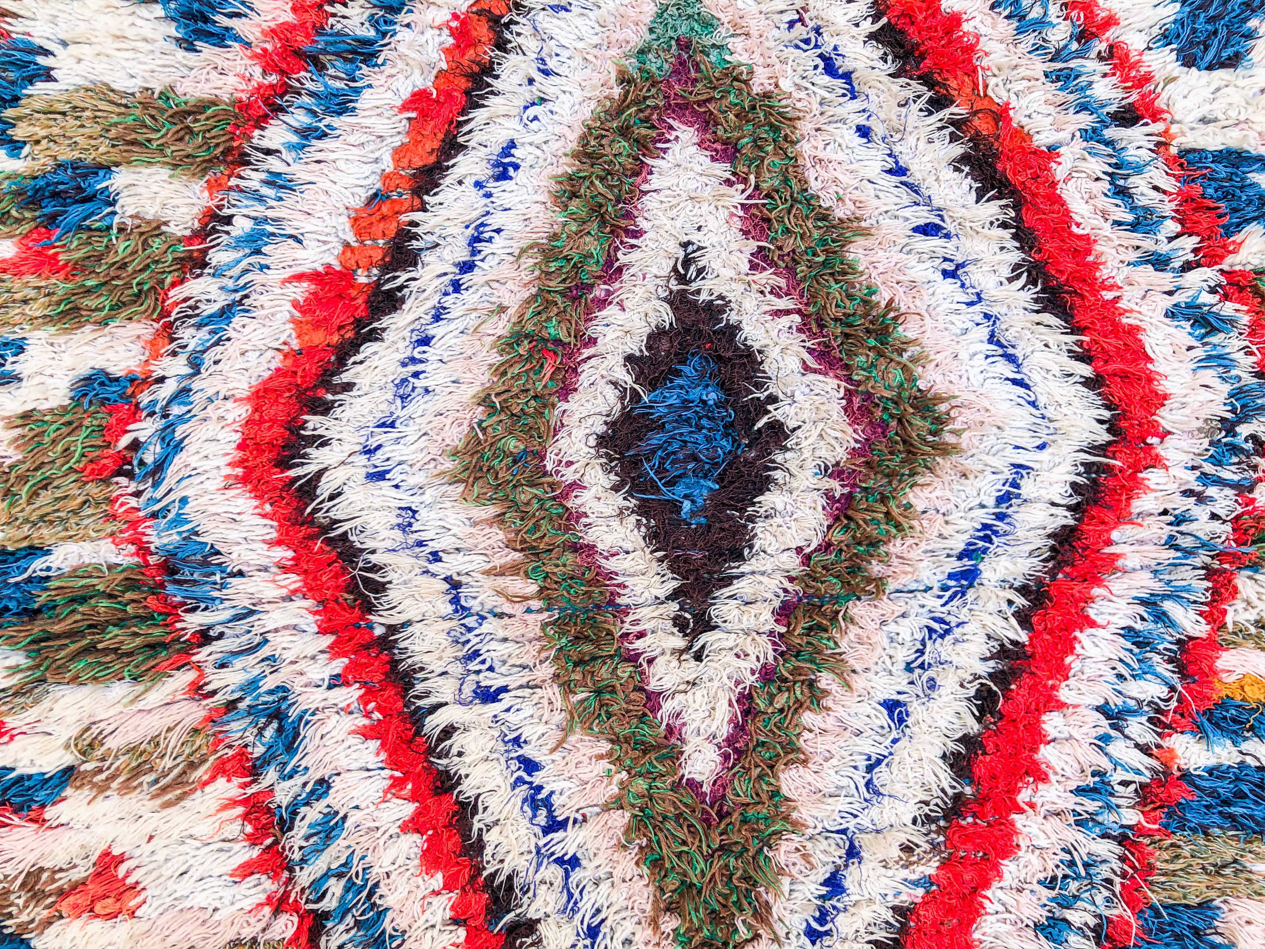 Colorful grid Boucherouite rug-Berber Handicraft