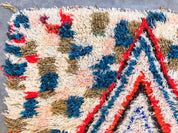 Colorful grid Boucherouite rug-Berber Handicraft