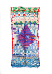 Blue Boucherouite runner rug-Berber Handicraft