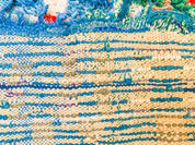 Blue Boucherouite runner rug-Berber Handicraft