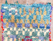 Blue Boucherouite runner rug-Berber Handicraft