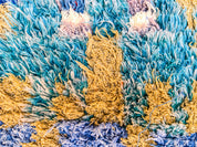 Blue Boucherouite runner rug-Berber Handicraft