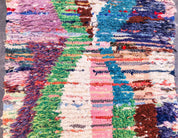 Blue Purple Boucherouite runner rug-Berber Handicraft