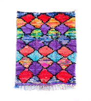 Vintage Boujaad Boucherouite rug-Berber Handicraft