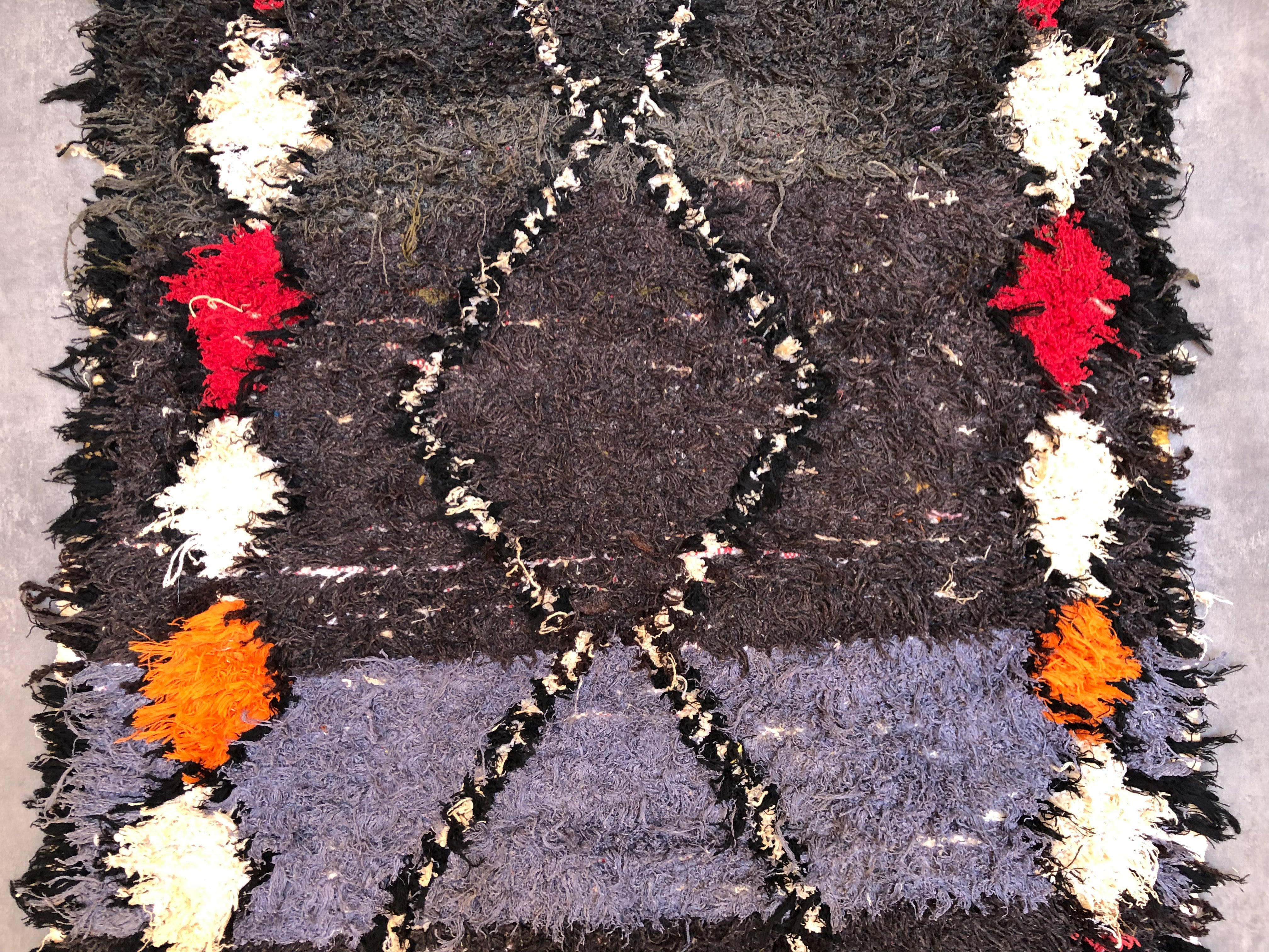 Black Boucherouite runner-Berber Handicraft