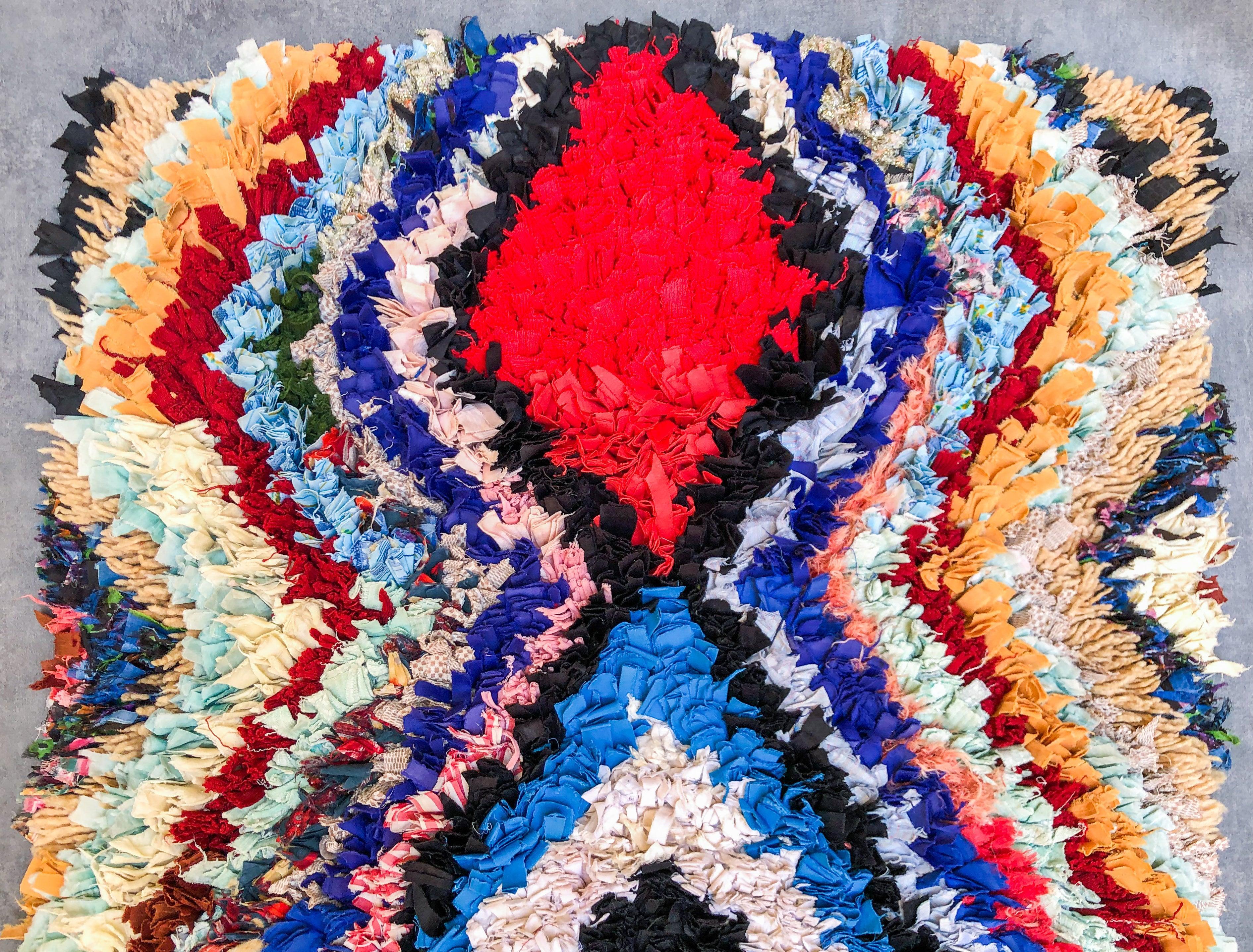Moroccan Boucherouite runner-Berber Handicraft