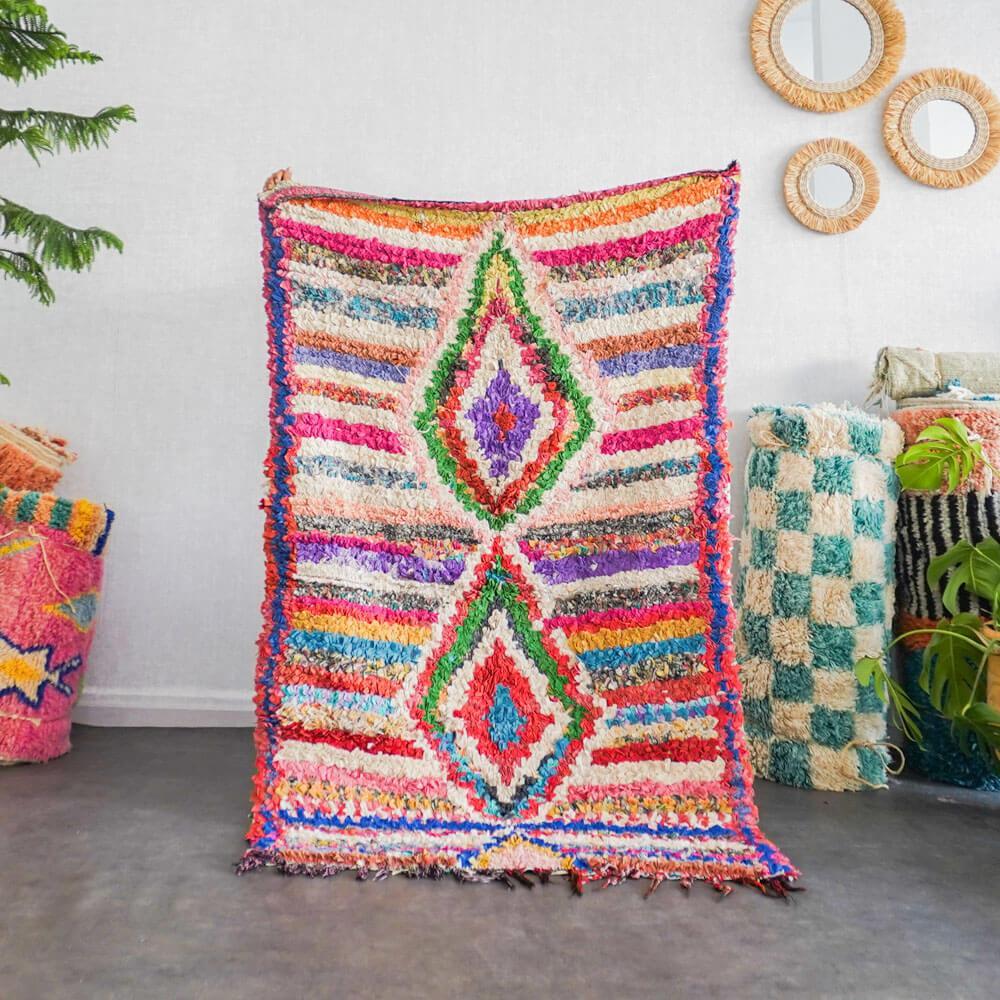 Decorative Boucherouite rug-Berber Handicraft