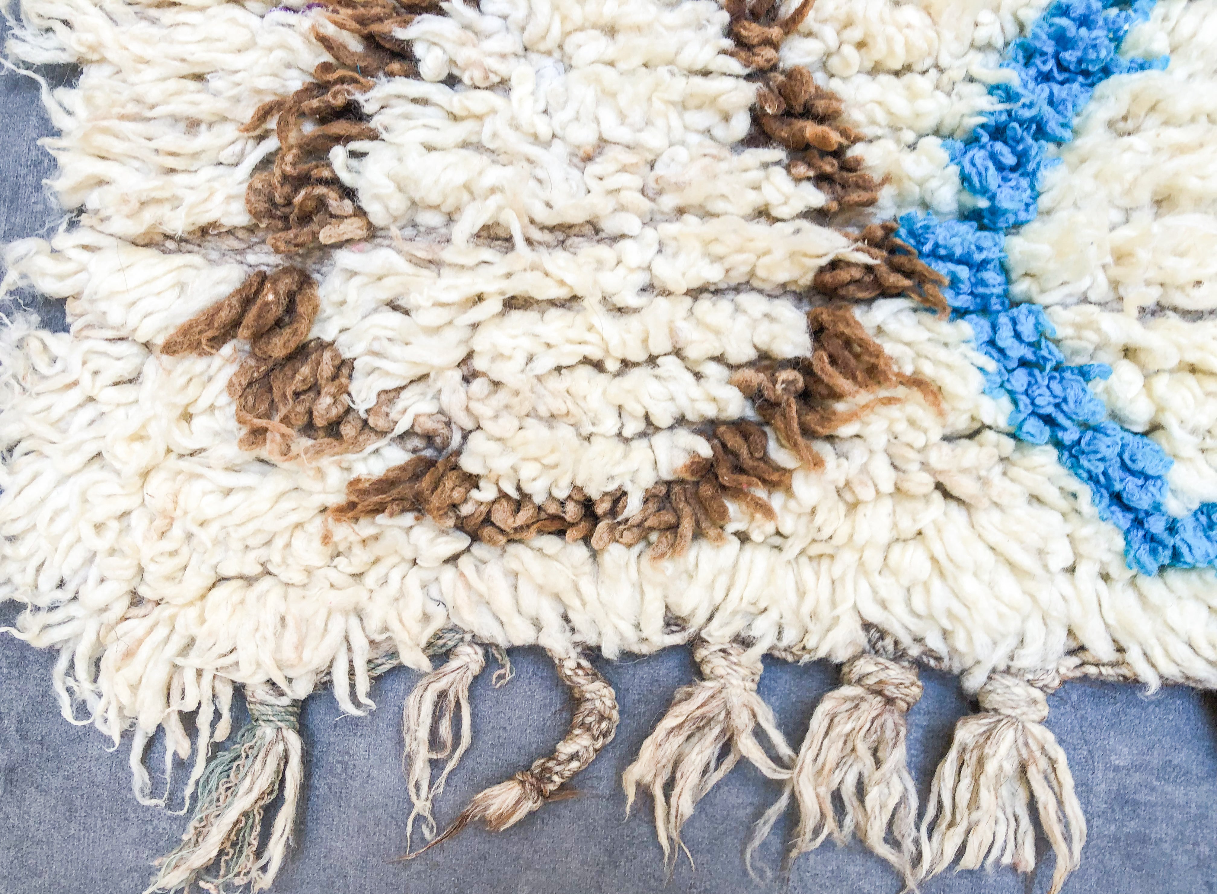 Beige brown runner rug-Berber Handicraft