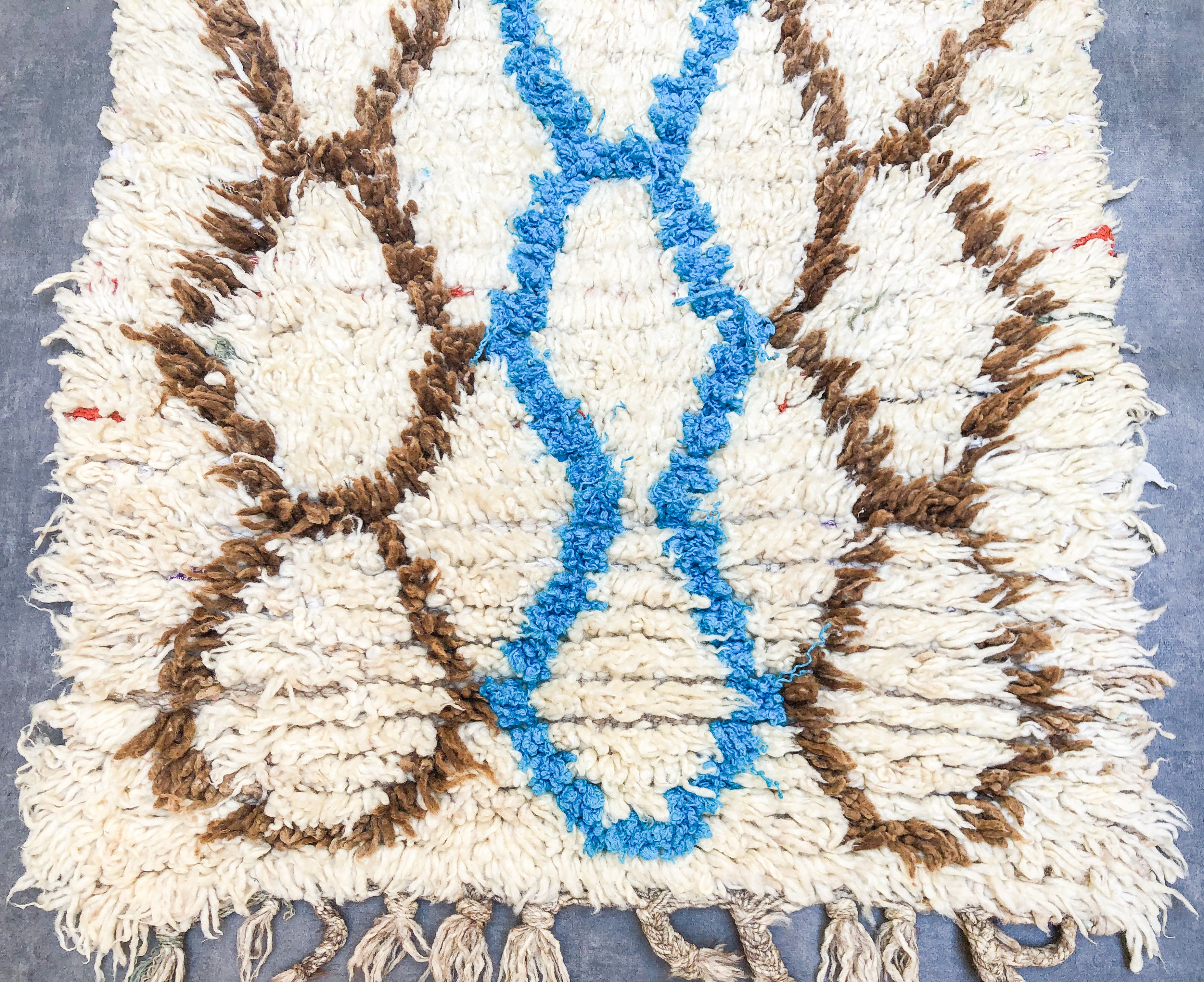 Beige brown runner rug-Berber Handicraft