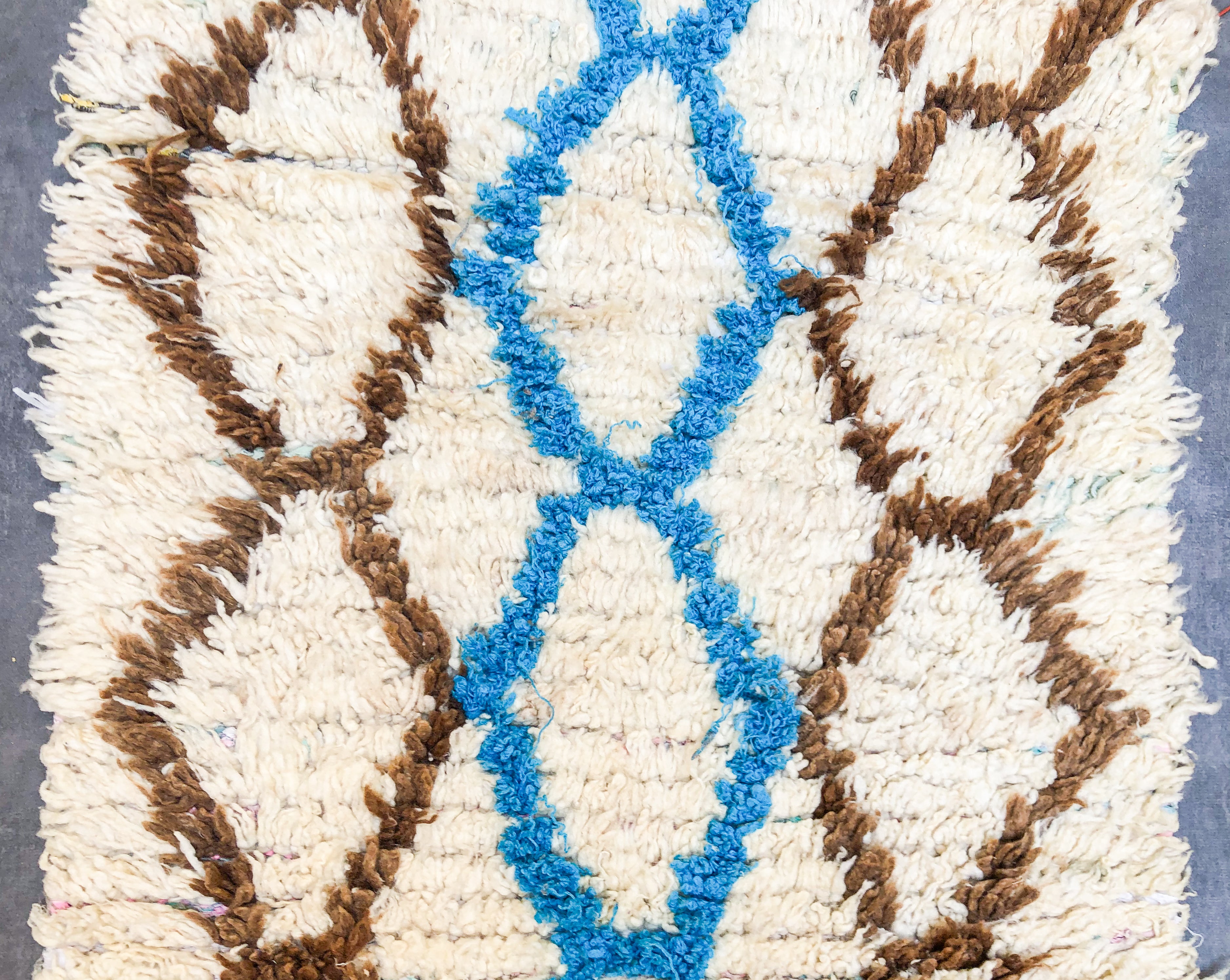 Beige brown runner rug-Berber Handicraft