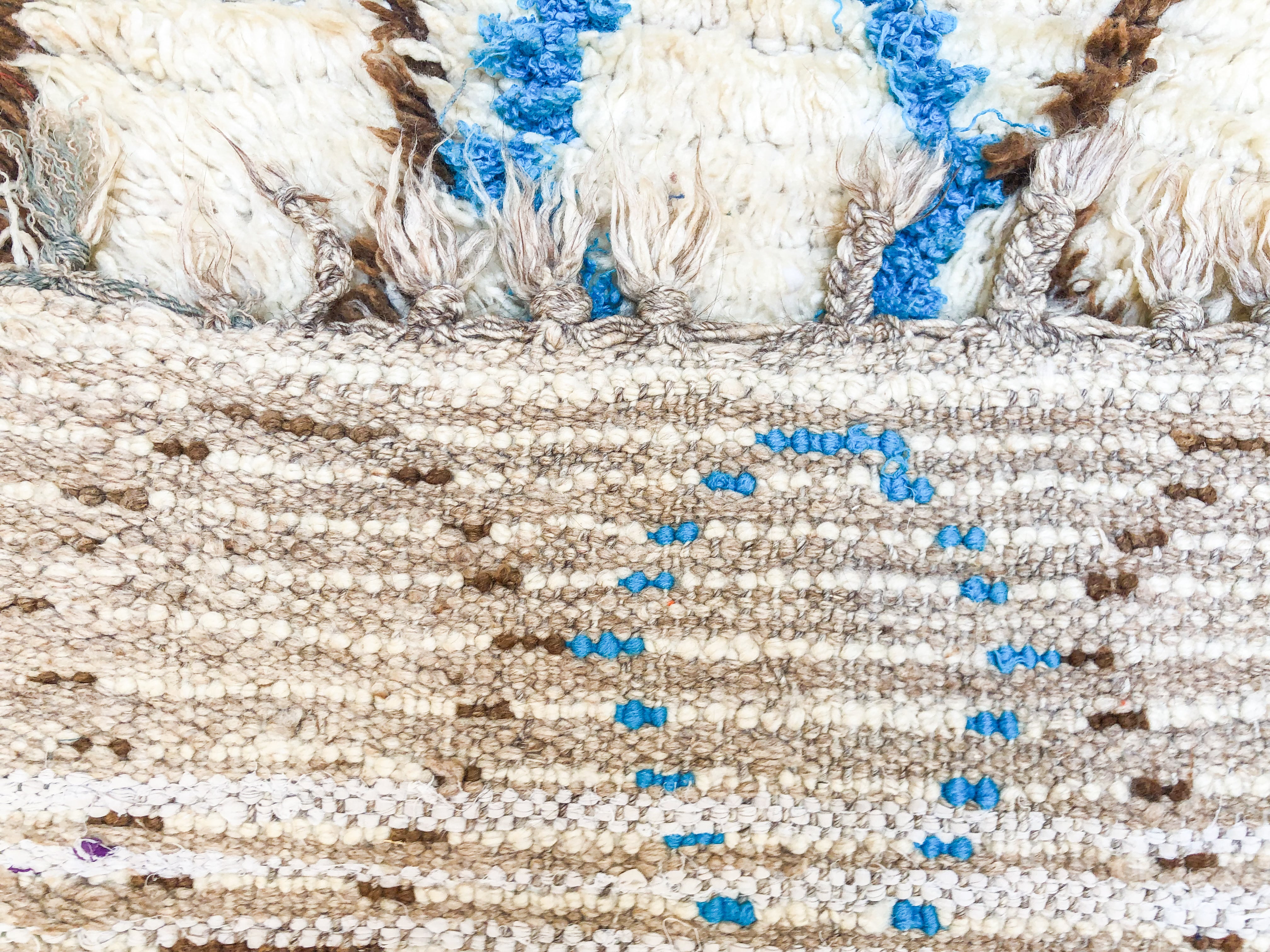 Beige brown runner rug-Berber Handicraft
