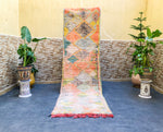 Colorful orange Boujaad runner rug