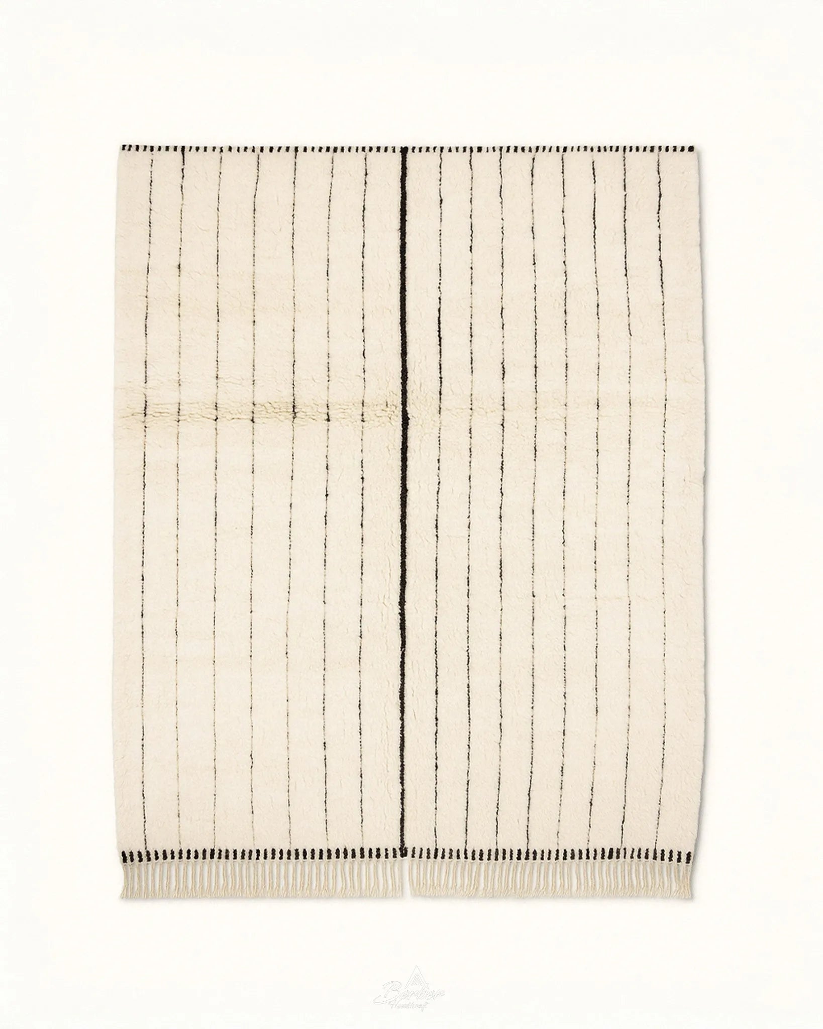 Minimalist Beni Ourain Rug 3 X 5 Ft | 90 X 150 Cm / With Tassels / Short (0.4” / 1 cm)