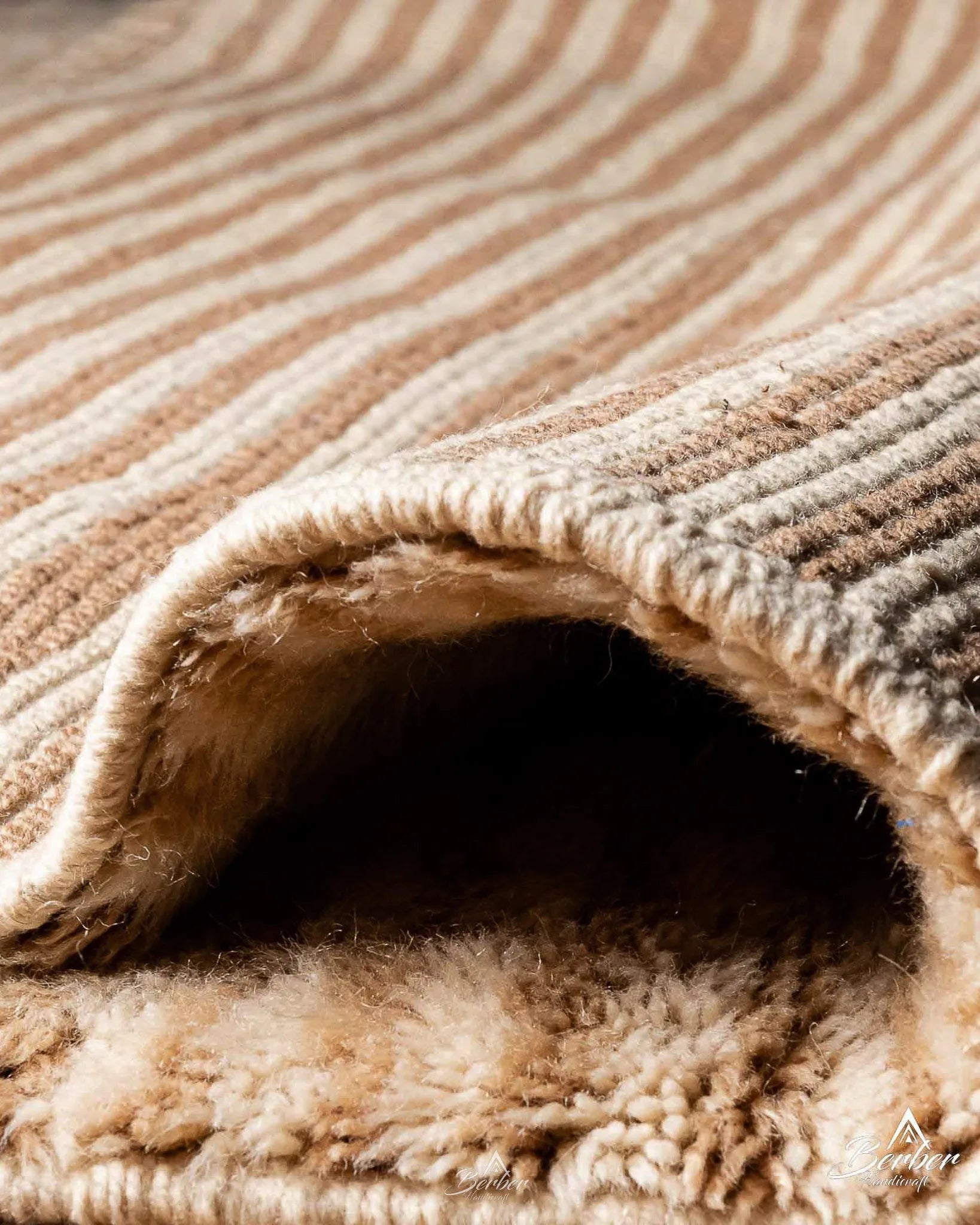 Minimalist Brown Striped Rug 3 X 5 Ft | 90 X 150 Cm / With Tassels / Short (0.4” / 1 cm)