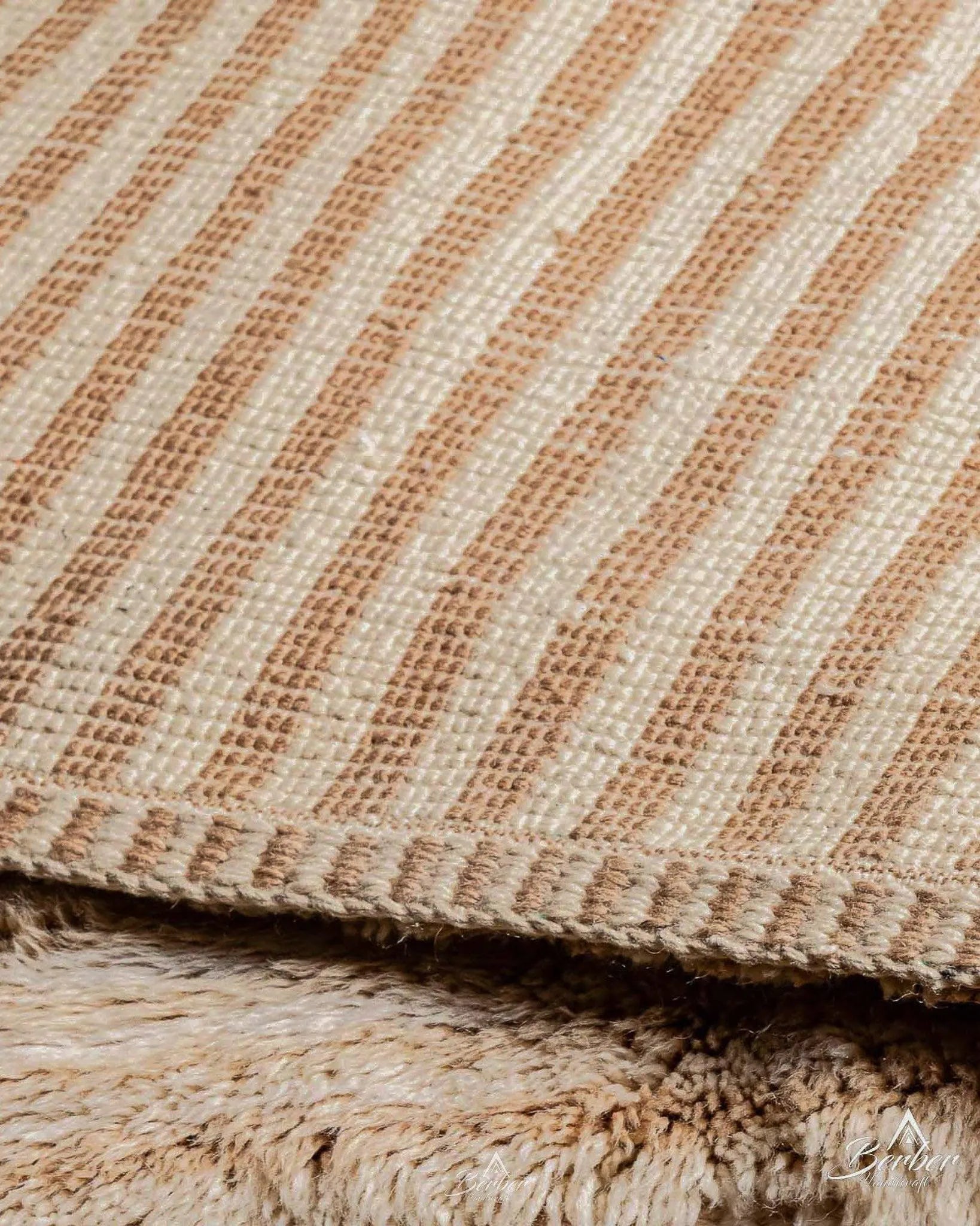 Minimalist Brown Striped Rug 3 X 5 Ft | 90 X 150 Cm / With Tassels / Short (0.4” / 1 cm)