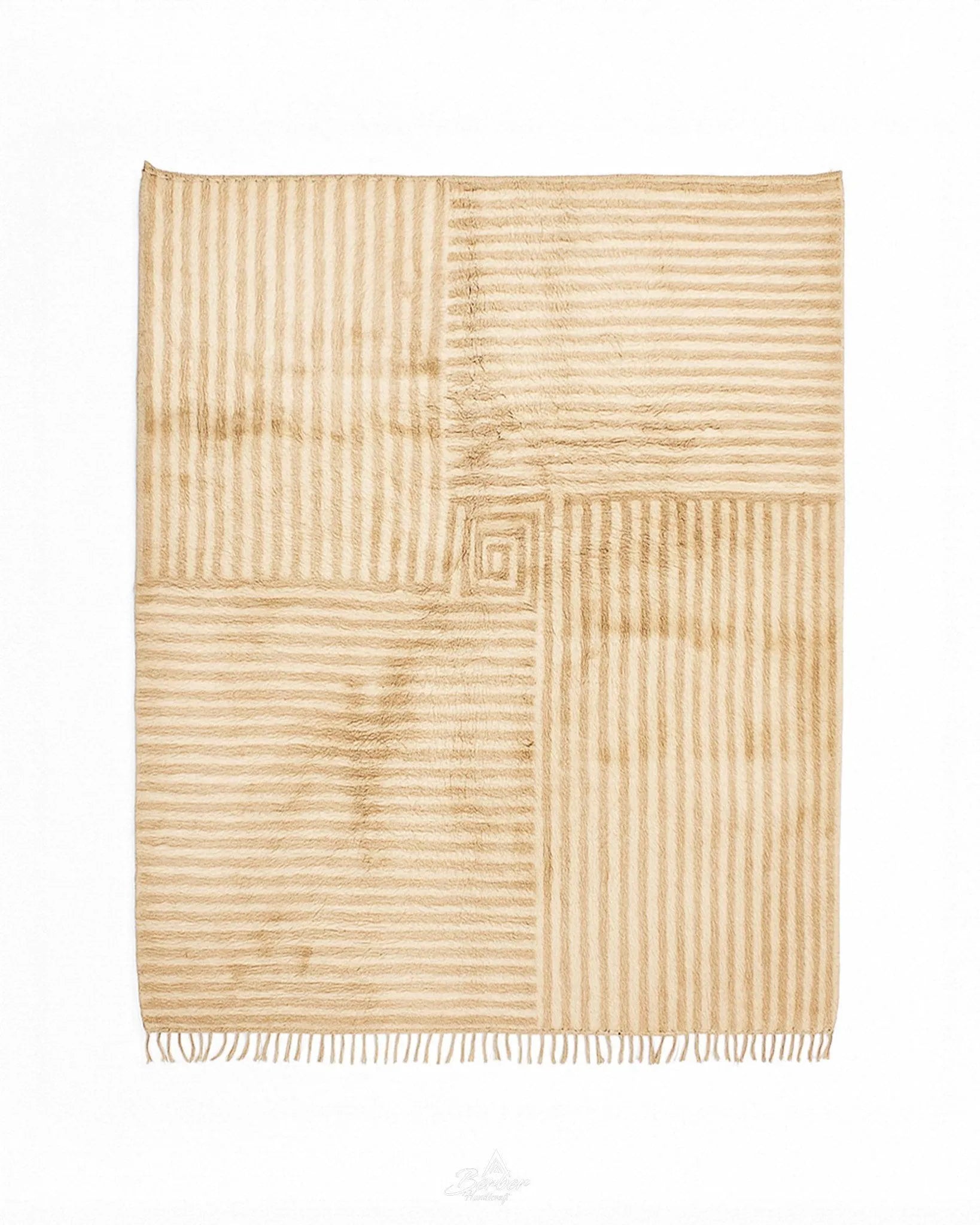 Minimalist Brown Striped Rug 3 X 5 Ft | 90 X 150 Cm / With Tassels / Short (0.4” / 1 cm)