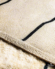 Minimalist Moroccan Rug 3 X 5 Ft | 90 X 150 Cm / With Tassels / Short (0.4” / 1 cm)