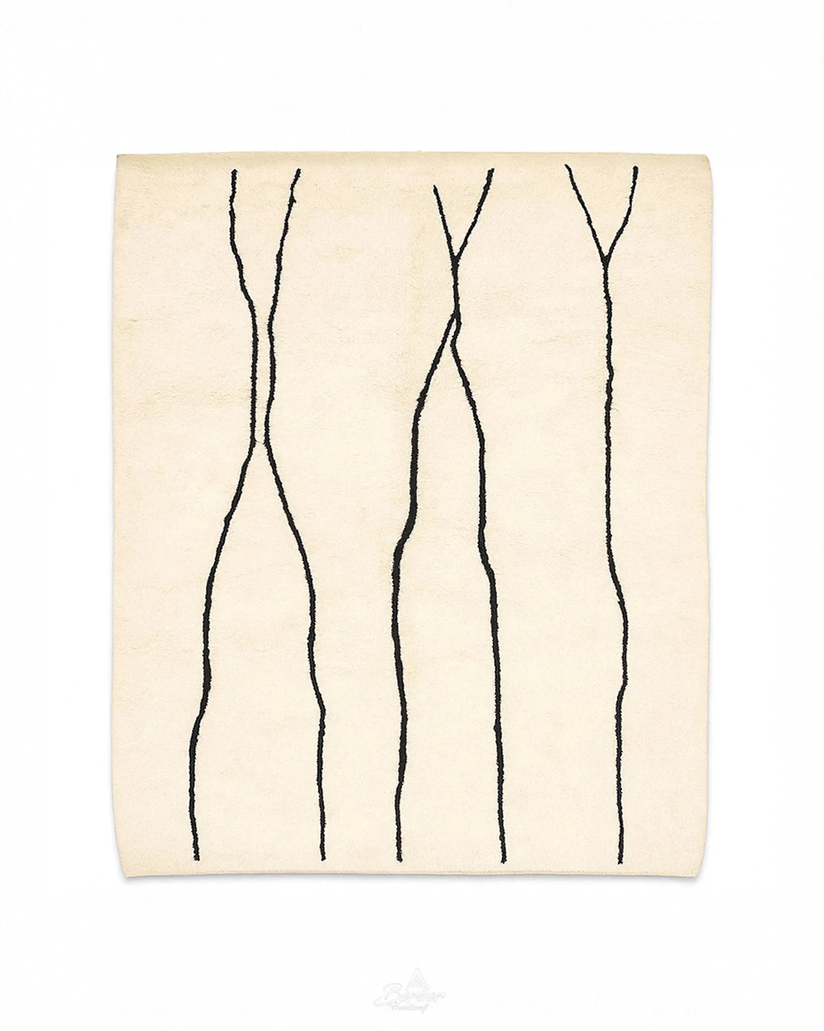 Minimalist Moroccan Rug 3 X 5 Ft | 90 X 150 Cm / With Tassels / Short (0.4” / 1 cm)