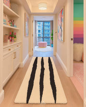 Minimalist Moroccan Runner Rug 2 X 6 Ft | 60 X 180 Cm / With Tassels / Short (0.4” / 1 cm)