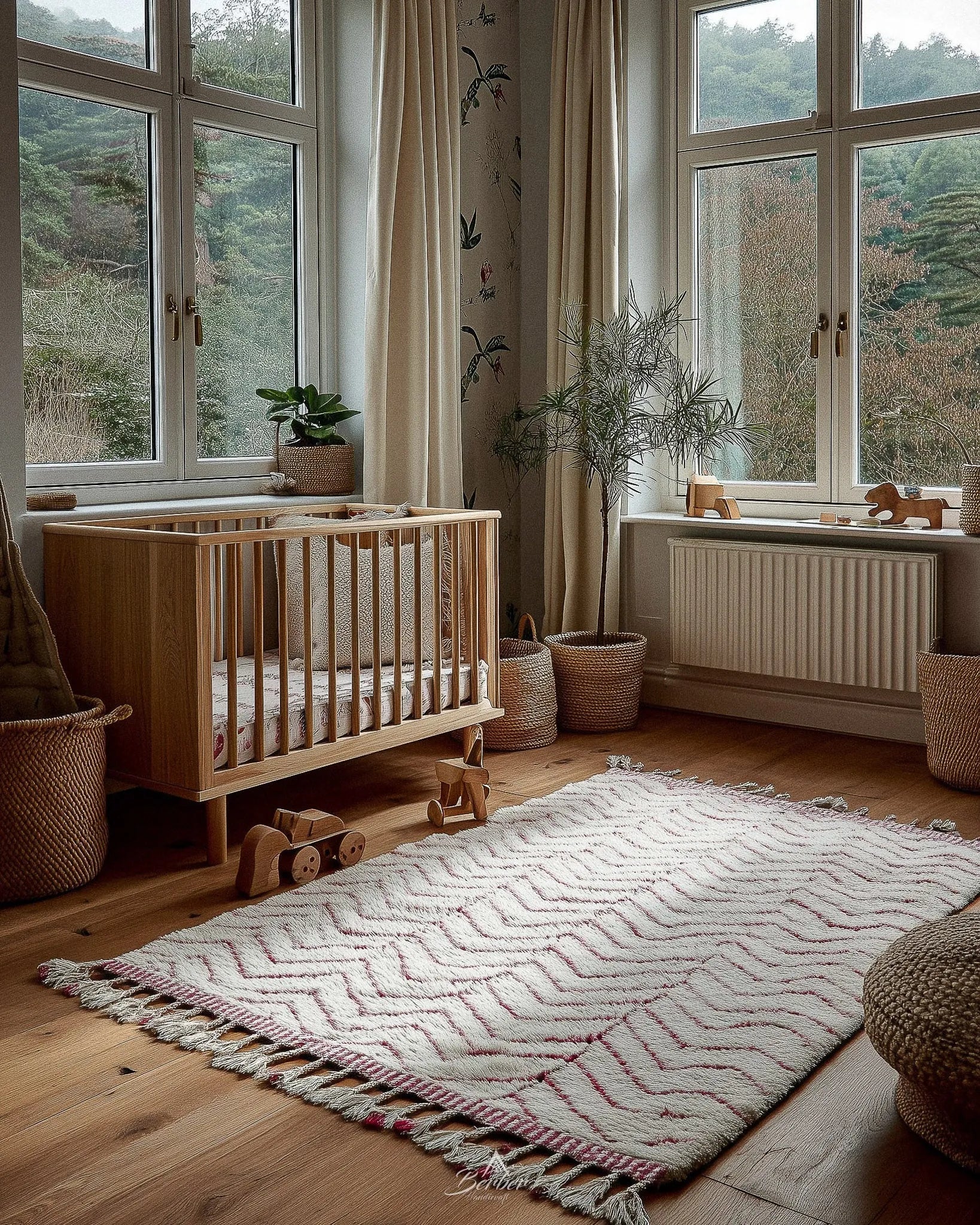 Minimalist Pink Rug 3 X 5 Ft | 90 X 150 Cm / With Tassels / Short (0.4” / 1 cm)