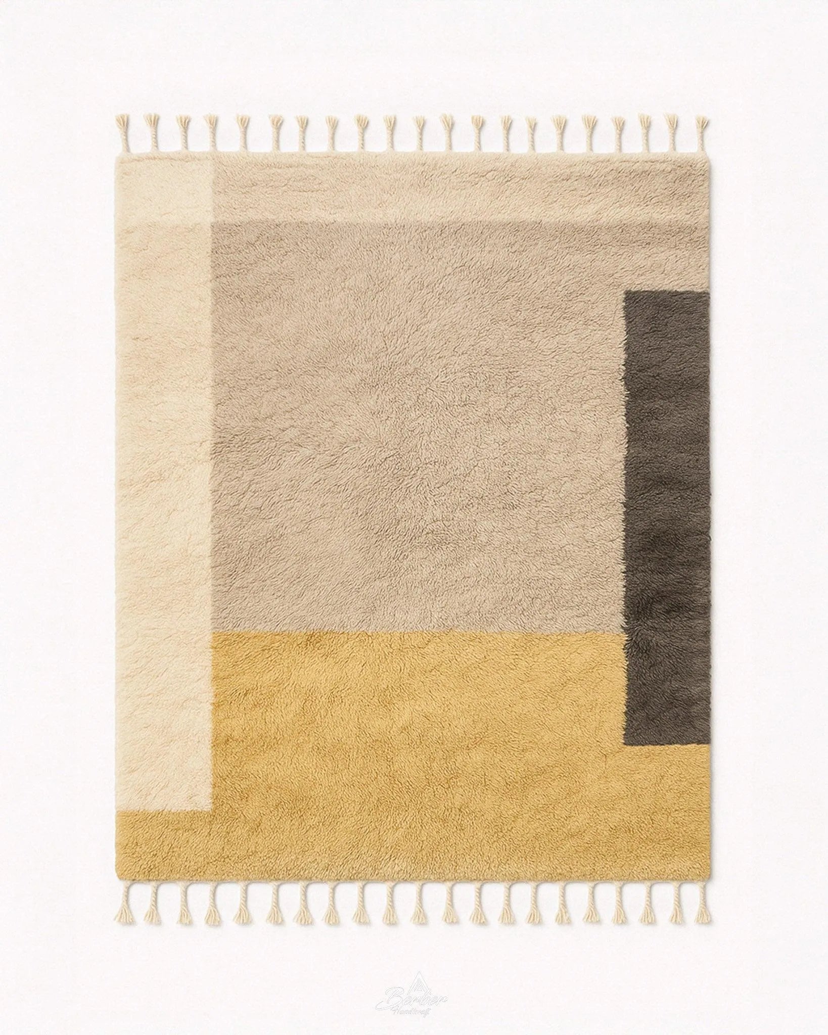 Modern Moroccan Carpet 3 X 5 Ft | 90 X 150 Cm / With Tassels / Short (0.4” / 1 cm)