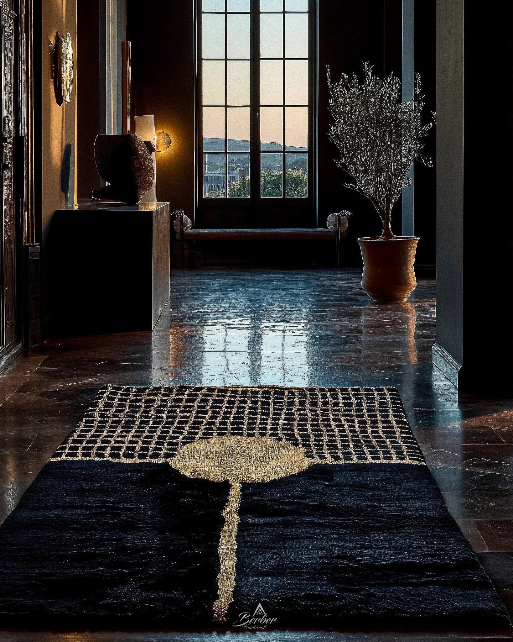 Moroccan Artisanal Rug 3 X 5 Ft | 90 X 150 Cm / With Tassels / Short (0.4” / 1 cm)