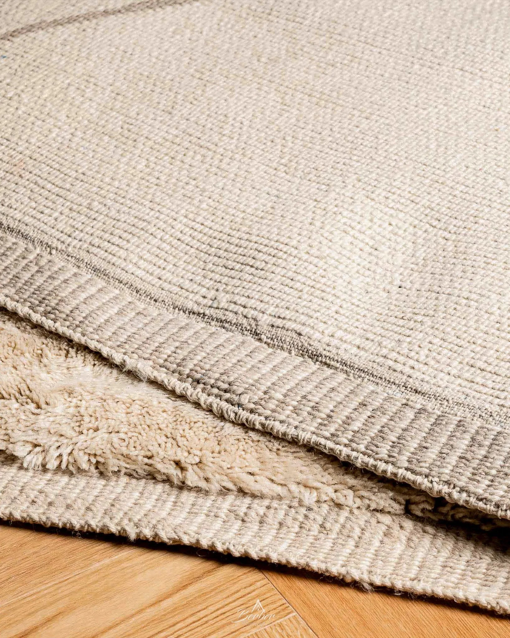 Moroccan Beni Ourain Rug 3 X 5 Ft | 90 X 150 Cm / With Tassels / Short (0.4” / 1 cm)