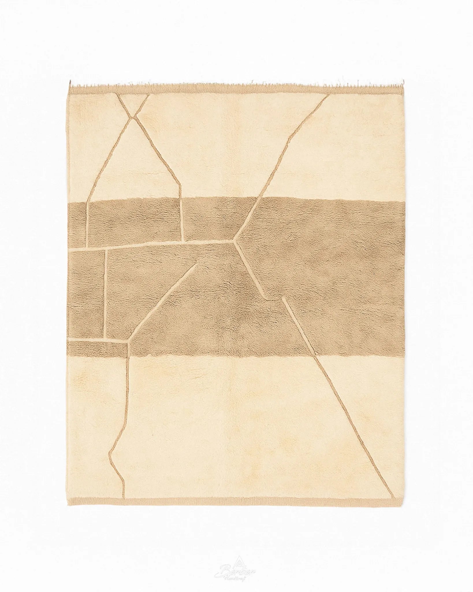 Moroccan Beni Ourain Rug 3 X 5 Ft | 90 X 150 Cm / With Tassels / Short (0.4” / 1 cm)