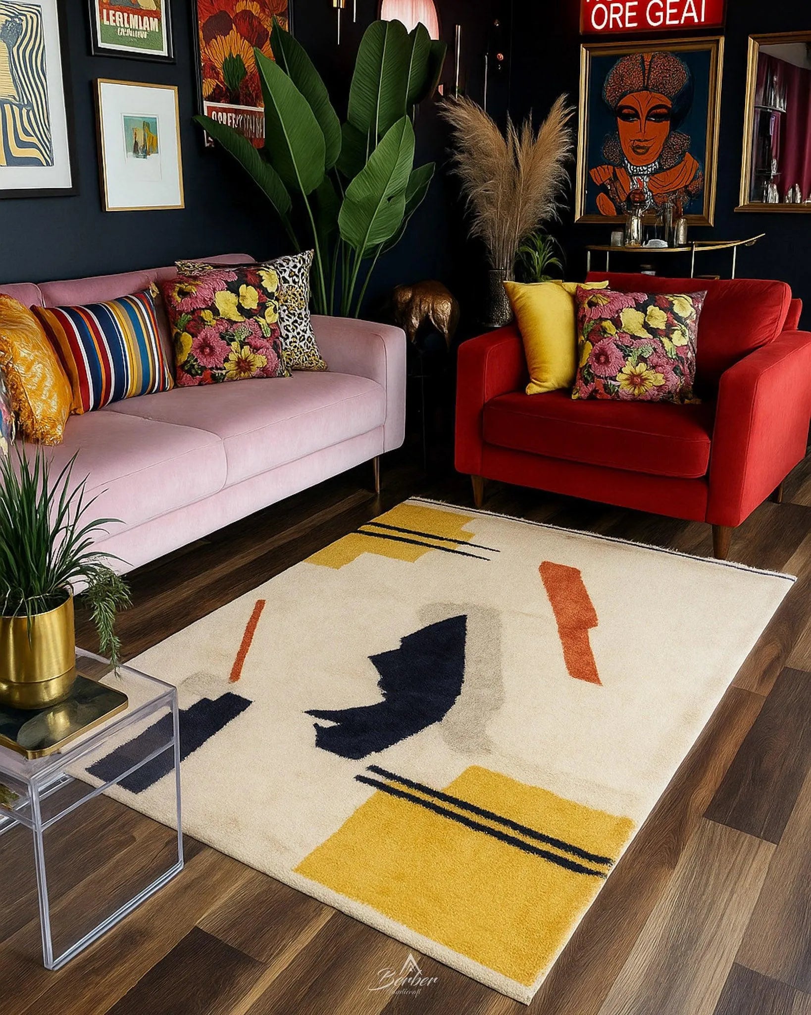 Moroccan Beni Rug 3 X 5 Ft | 90 X 150 Cm / With Tassels / Short (0.4” / 1 cm)