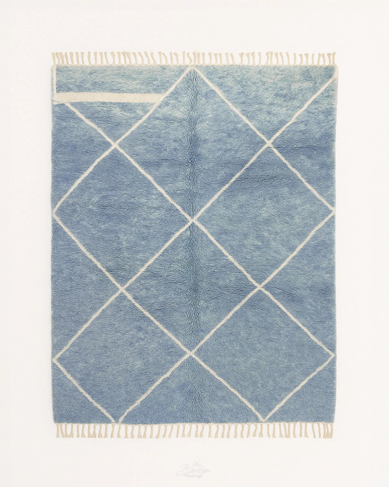 Moroccan Berber Carpet 3 X 5 Ft | 90 X 150 Cm / With Tassels / Short (0.4” / 1 cm)