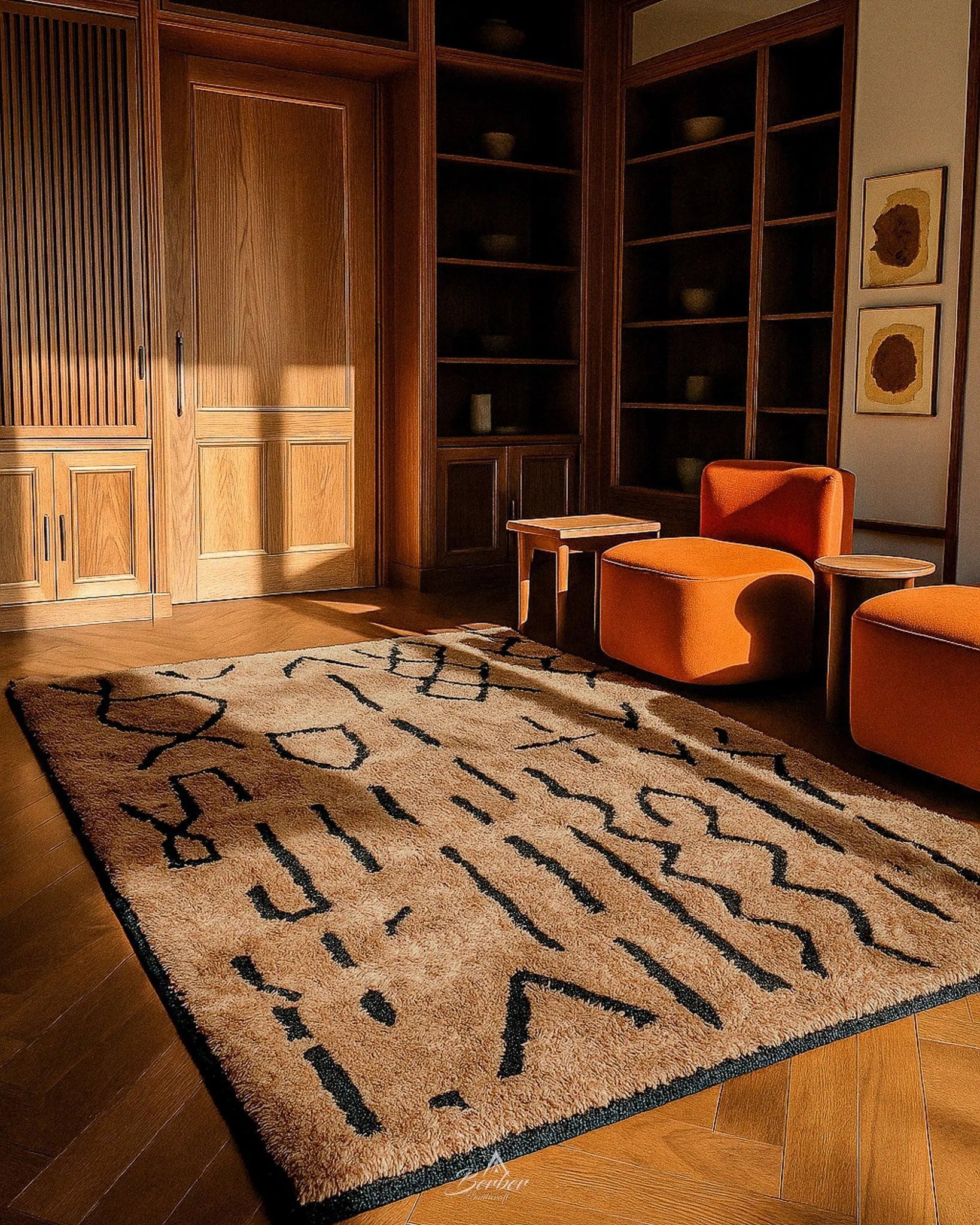 Moroccan Boujaad Rug 3 X 5 Ft | 90 X 150 Cm / With Tassels / Short (0.4” / 1 cm)