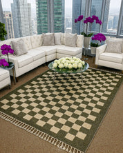 Moroccan Checkered Rug 3 X 5 Ft | 90 X 150 Cm / With Tassels / Short (0.4” / 1 cm)
