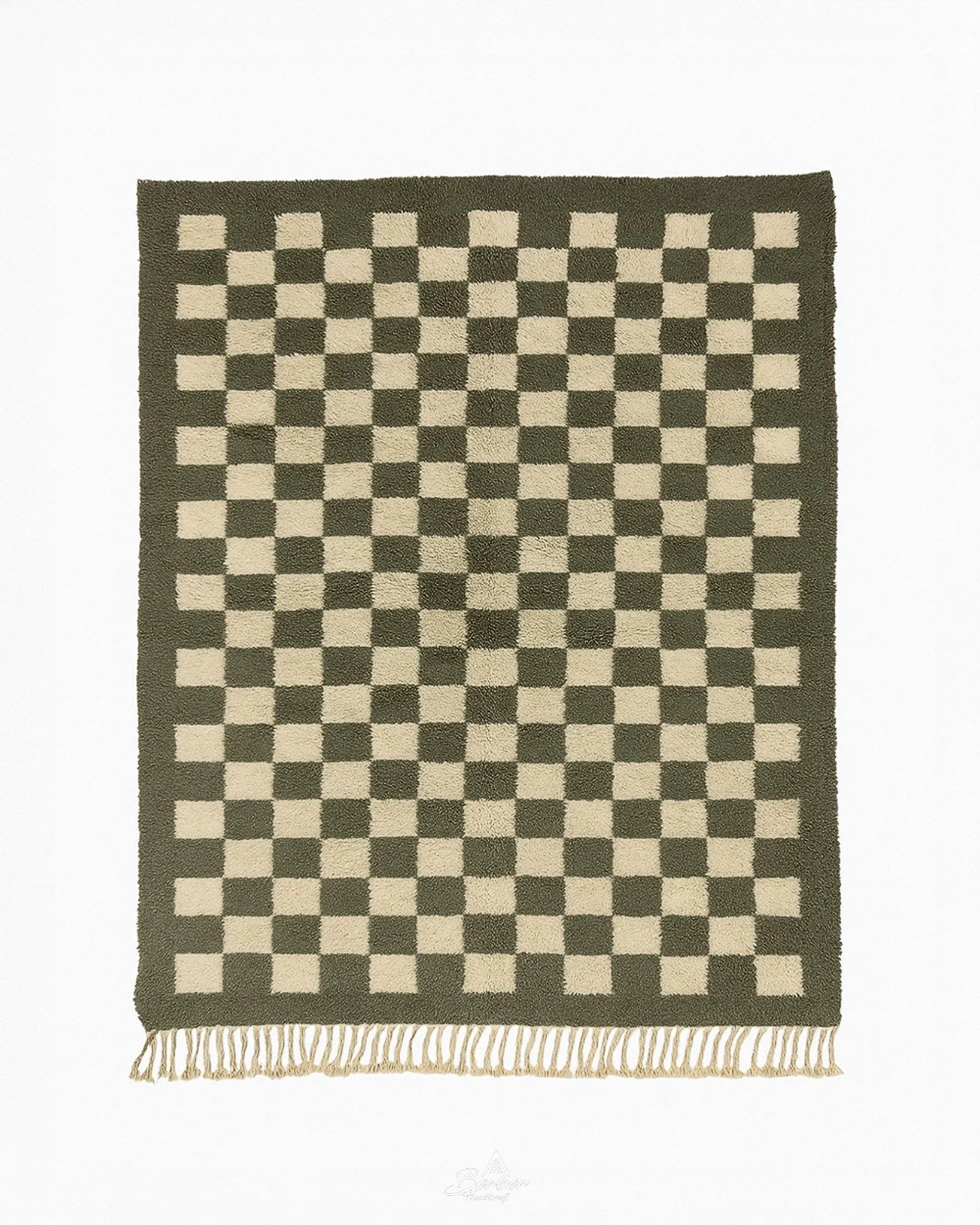 Moroccan Checkered Rug 3 X 5 Ft | 90 X 150 Cm / With Tassels / Short (0.4” / 1 cm)