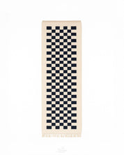 Moroccan Checkered Runner 3 X 5 Ft | 90 X 150 Cm / With Tassels / Short (0.4” / 1 cm)