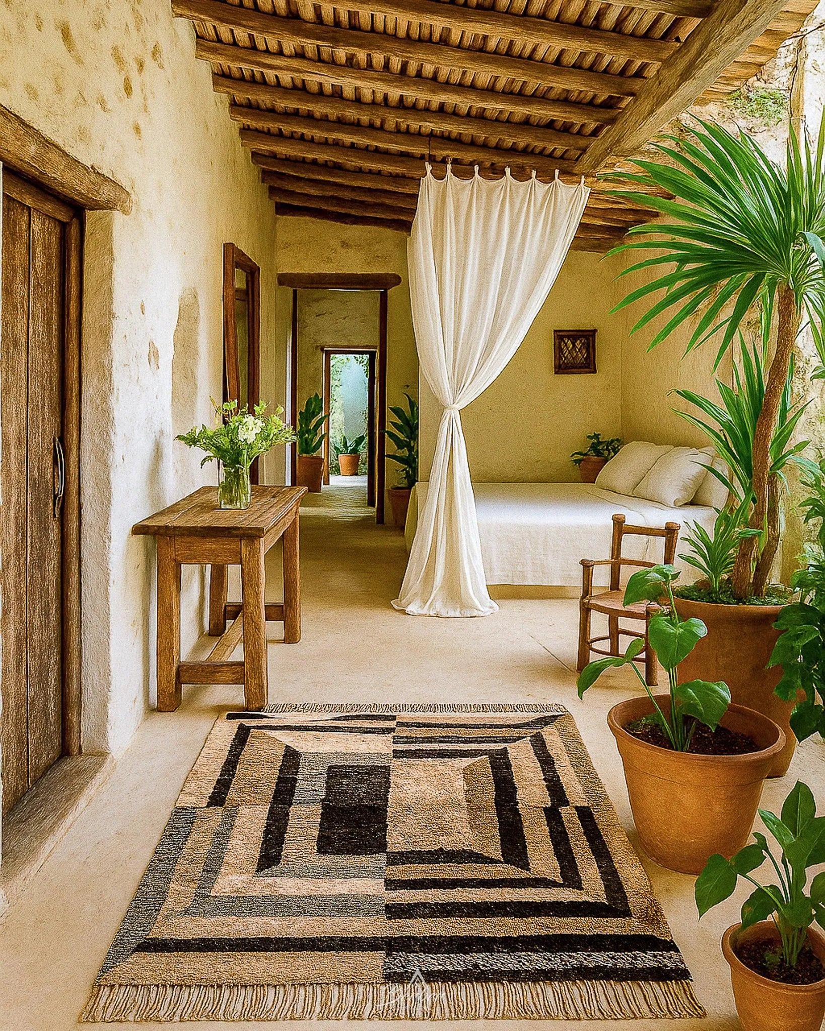 Moroccan Colorful Rug 3 X 5 Ft | 90 X 150 Cm / With Tassels / Short (0.4” / 1 cm)
