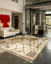 Moroccan Custom Rug 3 X 5 Ft | 90 X 150 Cm / With Tassels / Short (0.4” / 1 cm)