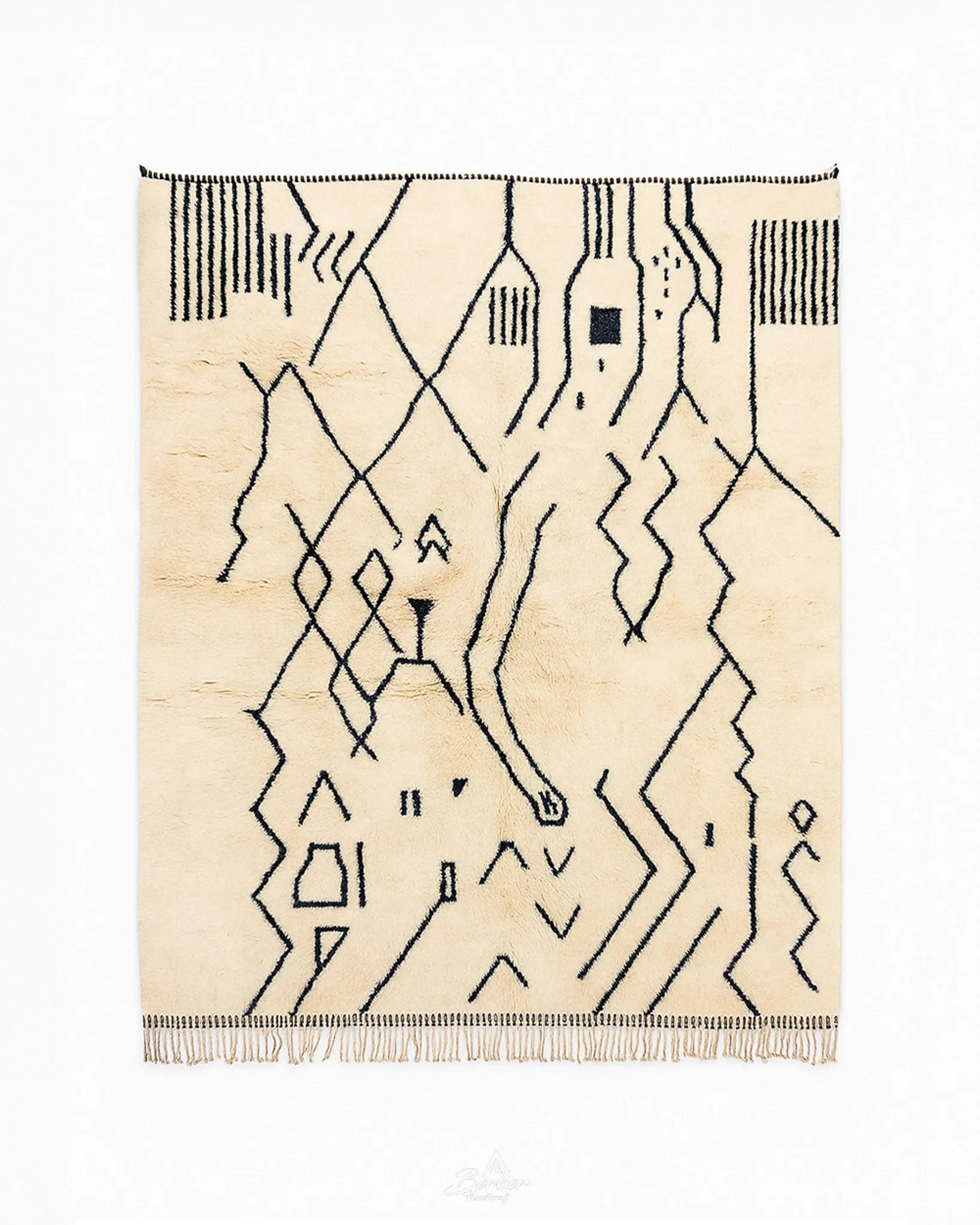 Moroccan Custom Rug 3 X 5 Ft | 90 X 150 Cm / With Tassels / Short (0.4” / 1 cm)