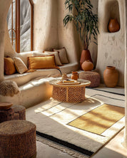 Moroccan Handwoven Rug 3 X 5 Ft | 90 X 150 Cm / With Tassels / Short (0.4” / 1 cm)
