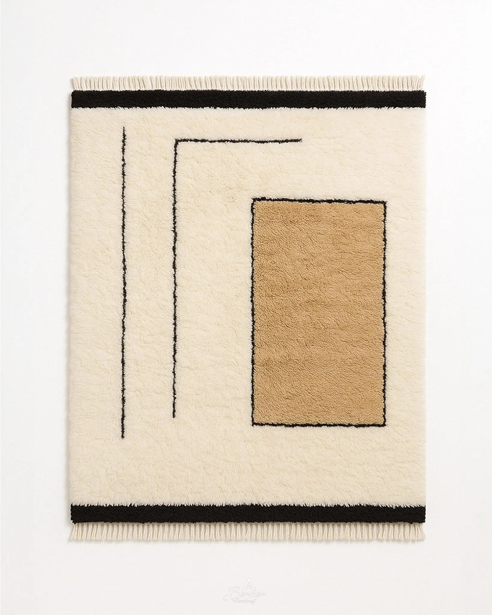 Moroccan Handwoven Rug 3 X 5 Ft | 90 X 150 Cm / With Tassels / Short (0.4” / 1 cm)