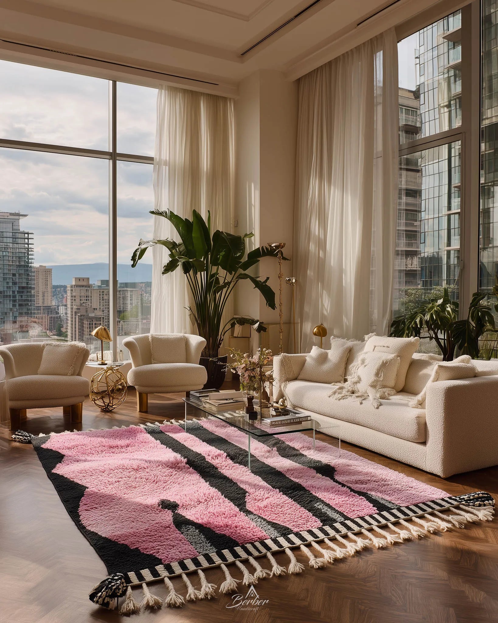 Moroccan Pink Rug-Berber Handicraft