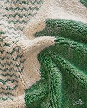 Moroccan Rug Green 3 X 5 Ft | 90 X 150 Cm / With Tassels / Short (0.4” / 1 cm)