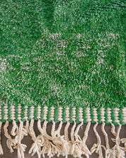 Moroccan Rug Green 3 X 5 Ft | 90 X 150 Cm / With Tassels / Short (0.4” / 1 cm)