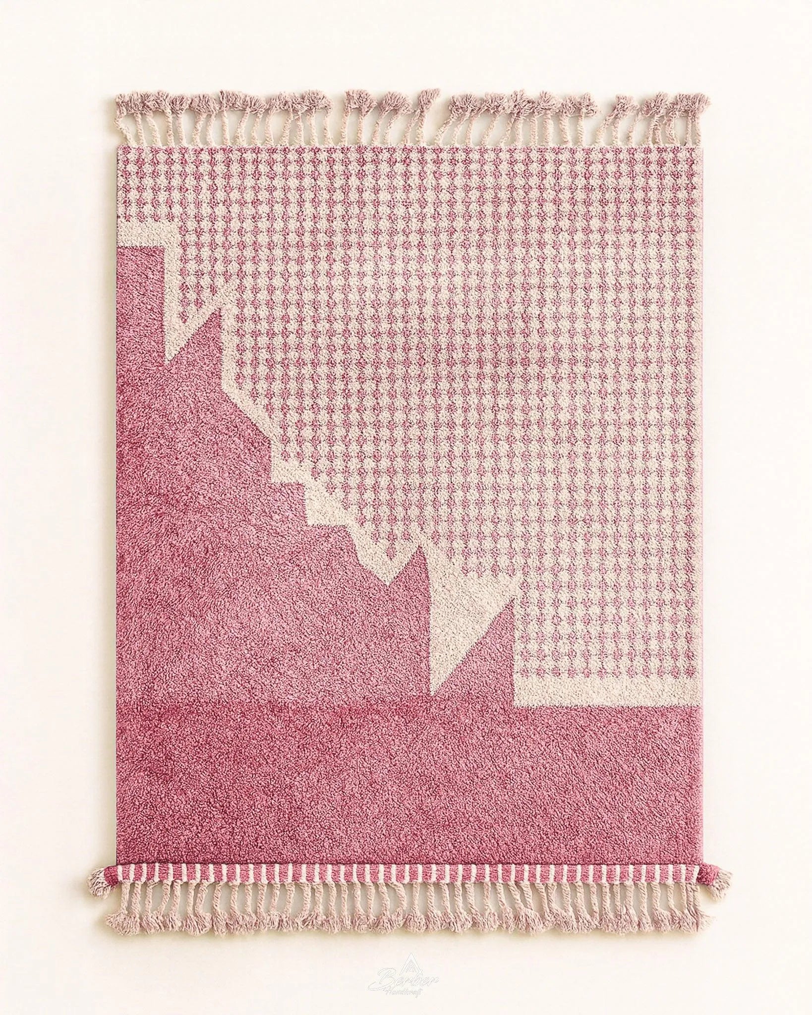 Moroccan Rug Pink 3 X 5 Ft | 90 X 150 Cm / With Tassels / Short (0.4” / 1 cm)