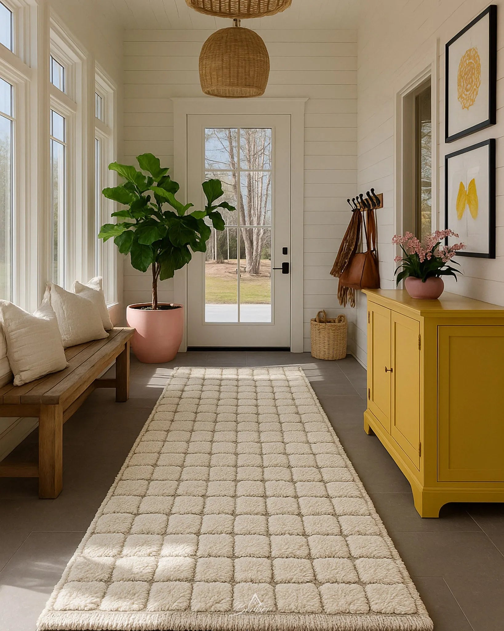 Moroccan Runner 2 X 6 Ft | 60 X 180 Cm / With Tassels / Short (0.4” / 1 cm)