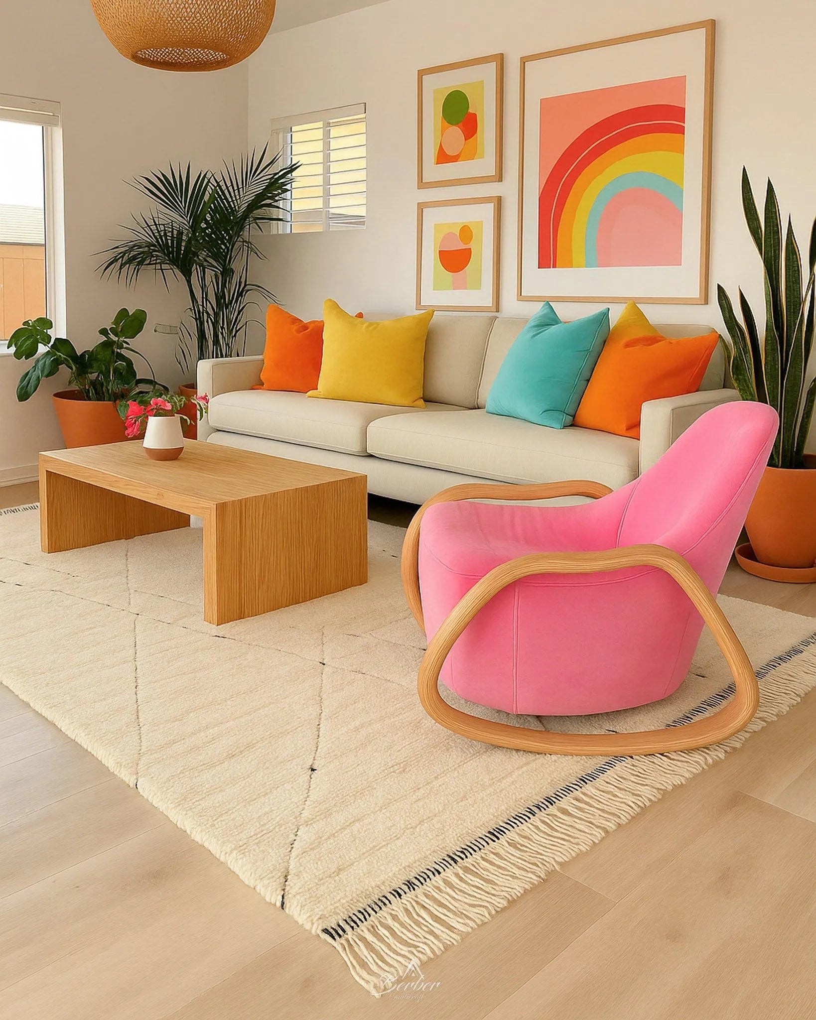 Moroccan Shag Rug 3 X 5 Ft | 90 X 150 Cm / With Tassels / Short (0.4” / 1 cm)