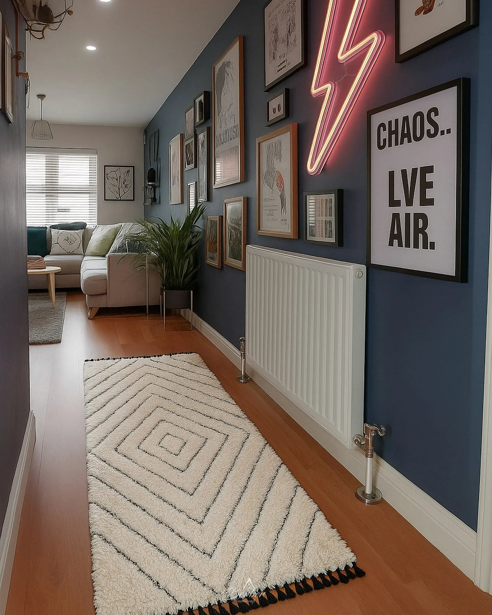 Moroccan Style Rug Runner 2 X 6 Ft | 60 X 180 Cm / With Tassels / Short (0.4” / 1 cm)