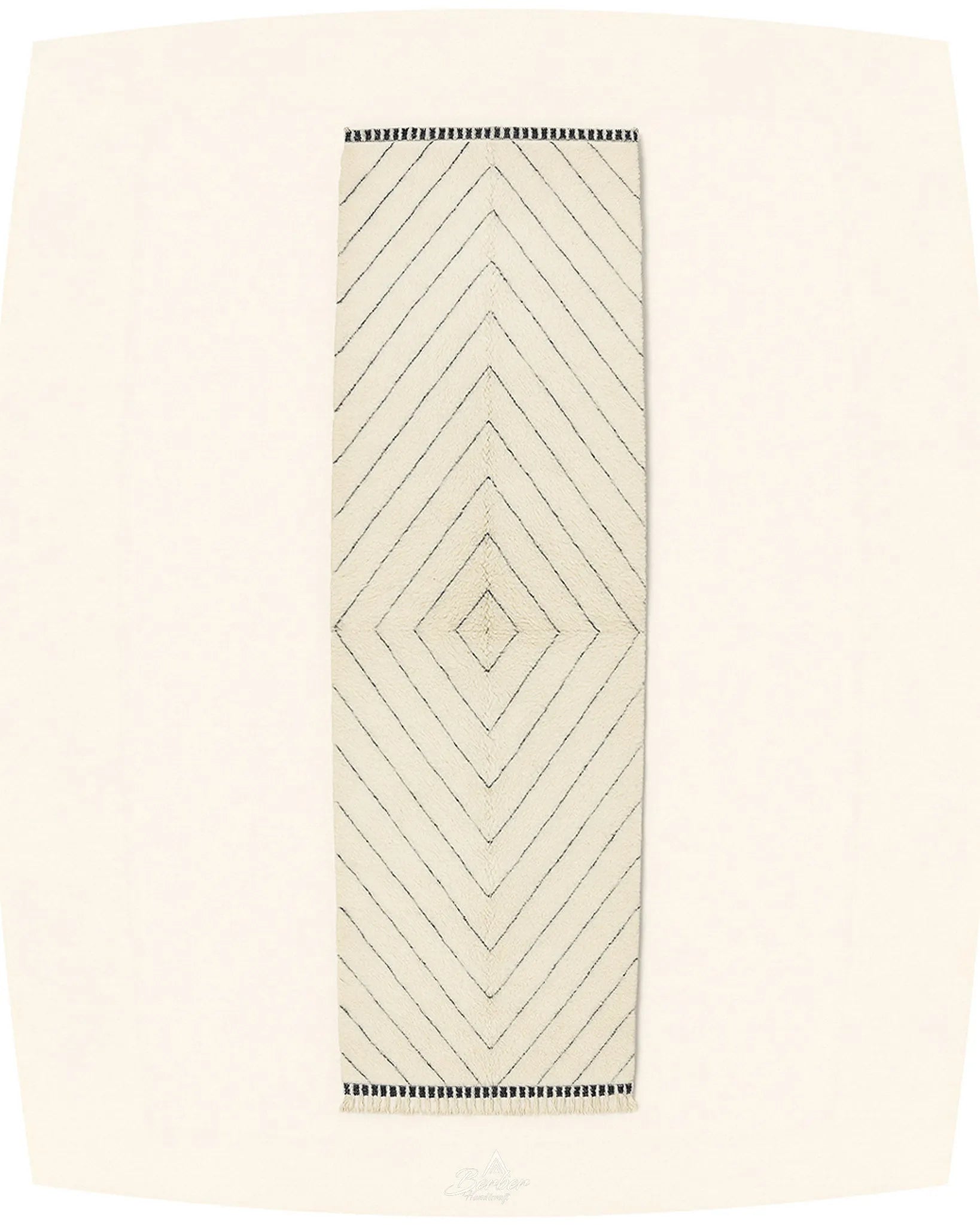 Moroccan Style Rug Runner 2 X 6 Ft | 60 X 180 Cm / With Tassels / Short (0.4” / 1 cm)